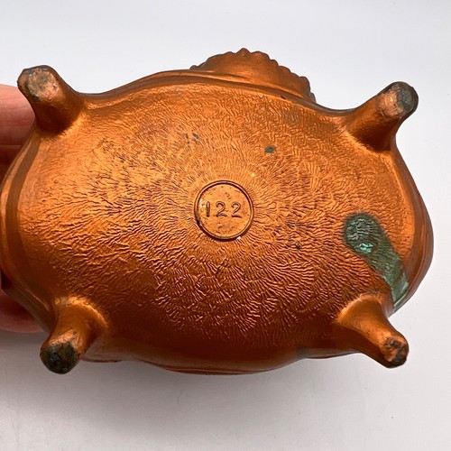 Antike Schmuckschatulle Jugendstil Schmuckschatulle mit Fuß floral Metall gestempelt 122 - Bild 9 von 16