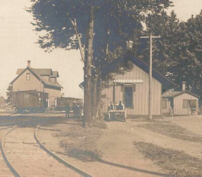k*i様 希少 David GageDocking Station The Re RR Litchfield Hillsdale MI RPPC 1906 LS&MS RAILROAD DEPOT