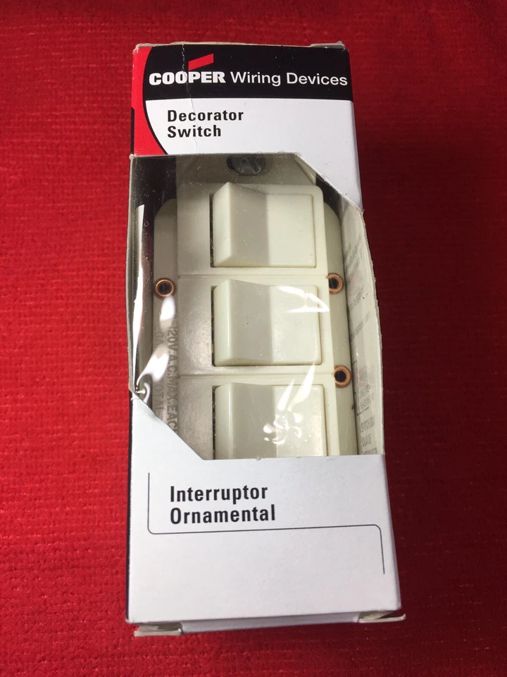 Nuevo Interruptor de luz de pared basculante triple decorador de un solo poste Cooper Almond 3283A Foto 2 de 4