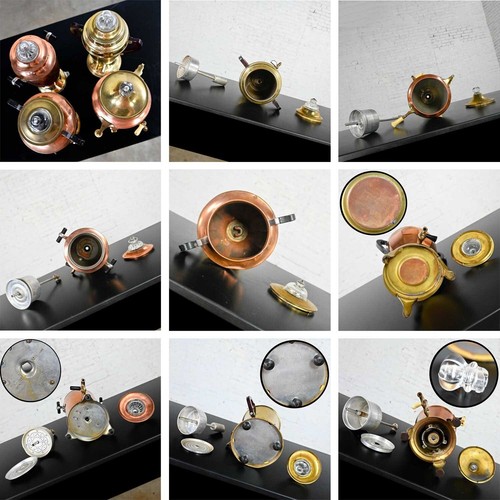 Vintage Art Deco Brass & Copper Coffee Urns Bakelite Handles Set of 4 - Picture 12 of 12