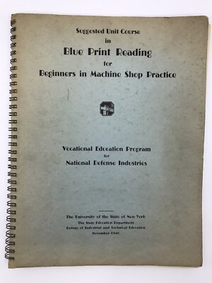 Vtg 1940 Machine Shop Blueprint Reading Manual Nat l Defense Industry Workbook