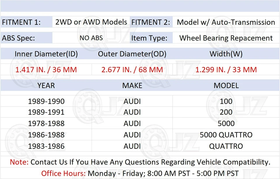 [DELANTERO (cantidad 1)] Módulo de cojinete de rueda para Audi 5000 Quattro 1986-1988 modelo 4x4 Foto 2 de 4