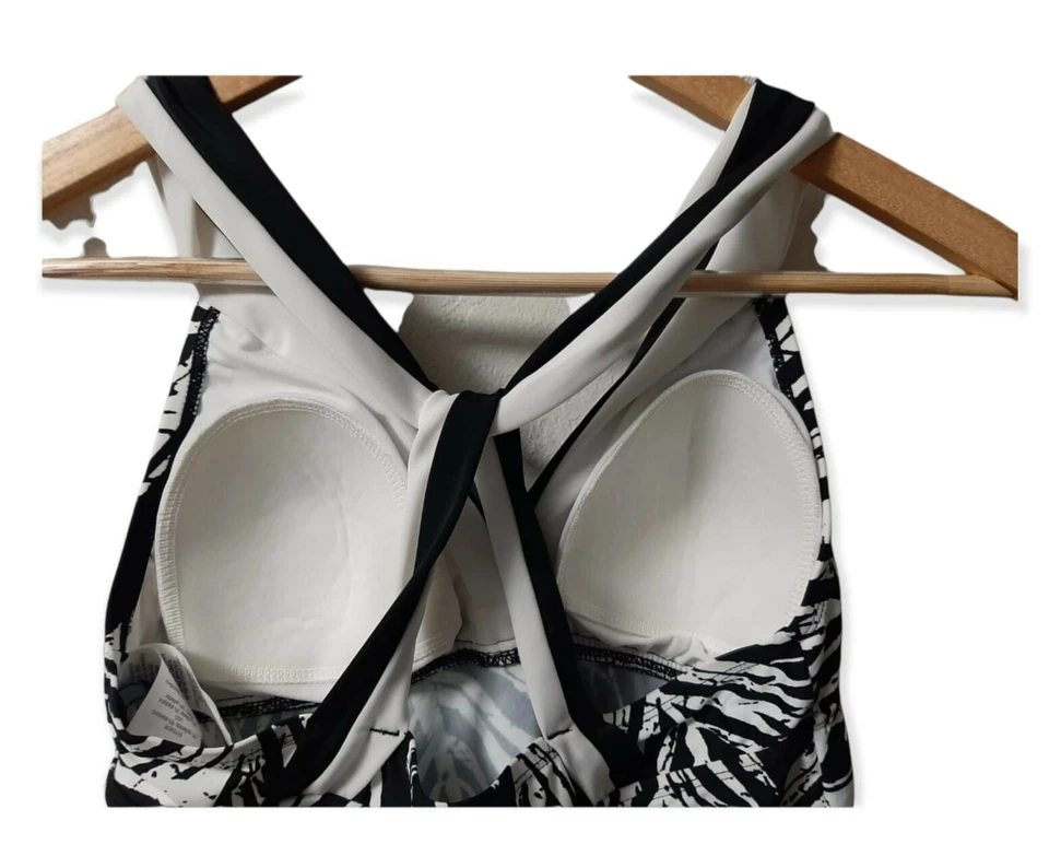 Top de natación South Point talla 8 para mujer negro + blanco estampado geométrico nuevo con etiquetas Foto 3 de 4