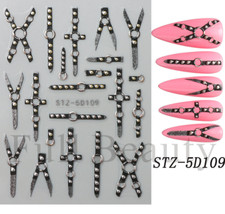 Relief Belt Nail Art Stickers Bondage Gothic Nail Stiletto Black Stripe NH27