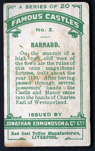 EDMONDSON - FAMOUS CASTLES - #2 BARNARD - Picture 2 of 2