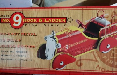 Vintage NIB Xonex #9 Hook & Ladder Pedal Vehicle 1:3 Scale Die Cast Metal