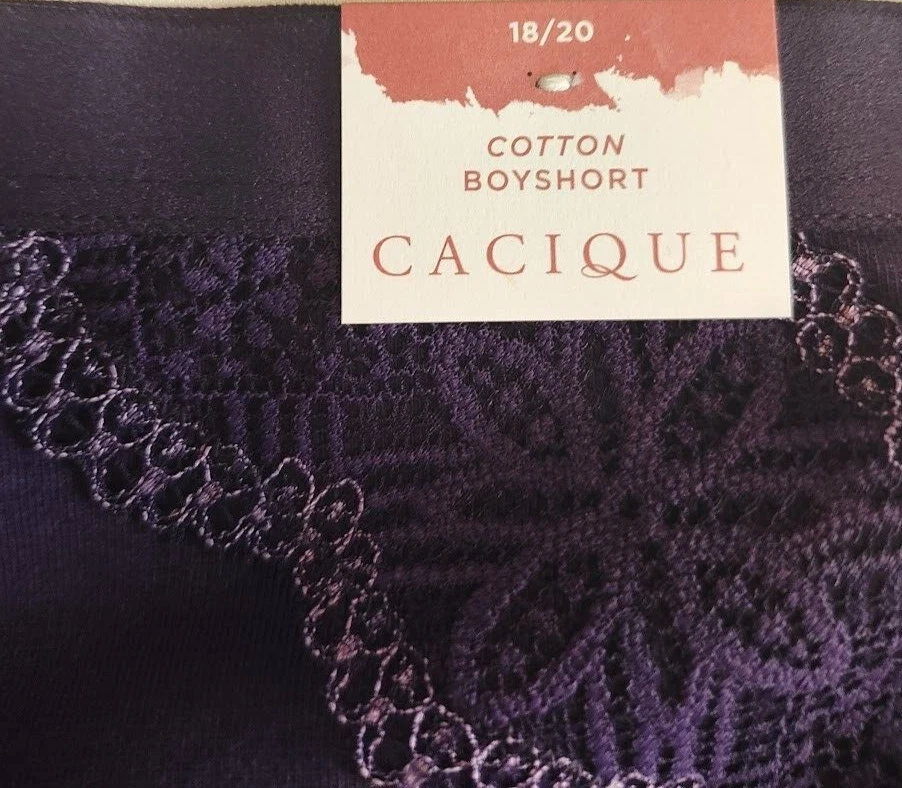 * Новый с Ярлыками * Cacique Lane Bryant хлопок Boyshort нижнее белье. Черный 18/20 плюс размер - Изображение 2 из 4