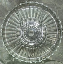 Fruit Or Relish Serving Tray 5 Section Party Dish Pressed Glass Center Dip Well