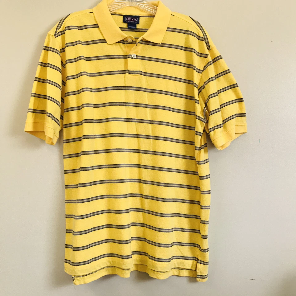 Lote de 2 Polo Champs Sports Hombre Talla L,1 Azul 1 Tira Amarilla Manga Corta Foto 3 de 4