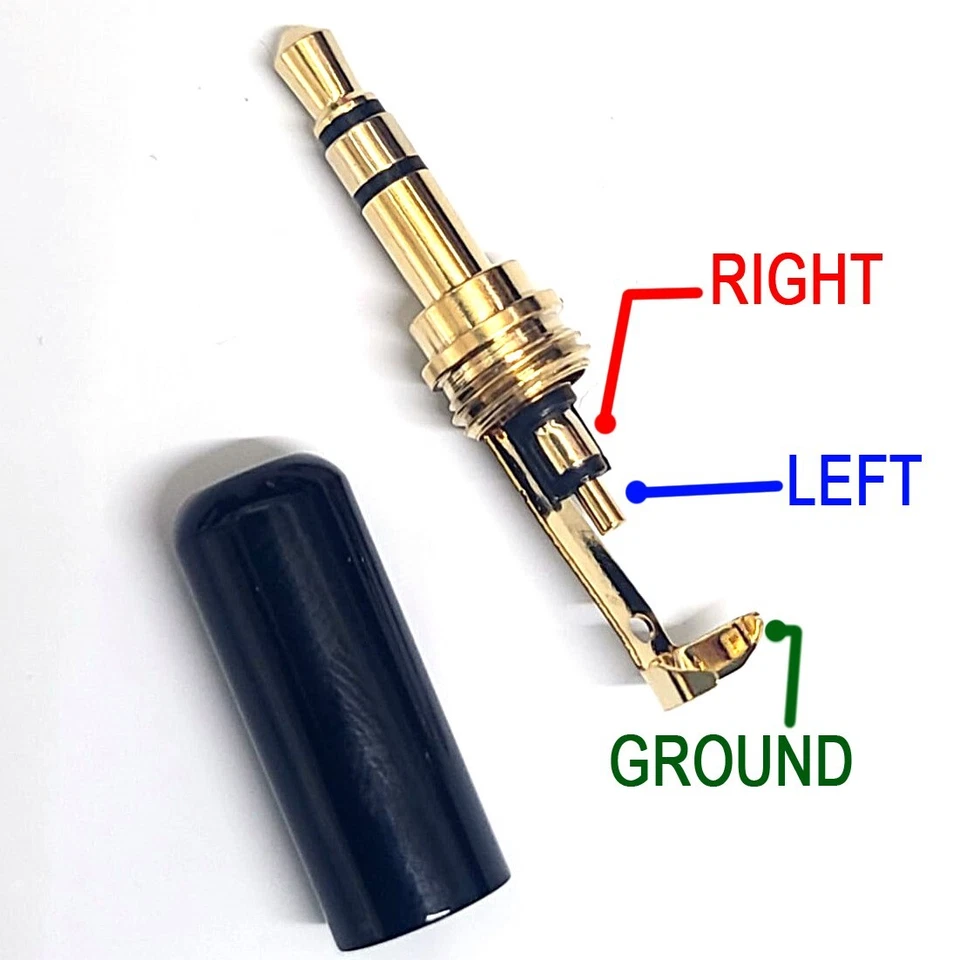 Conectores plugue conector de áudio macho 3,5 mm 3 polos | Metal banhado a ouro | Fone de ouvido faça você mesmo - Imagem 2 de 3