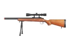 HL Wood Color VSR-10 Airsoft Bolt Action 500 FPS Short Barrel With Scope & Bipod