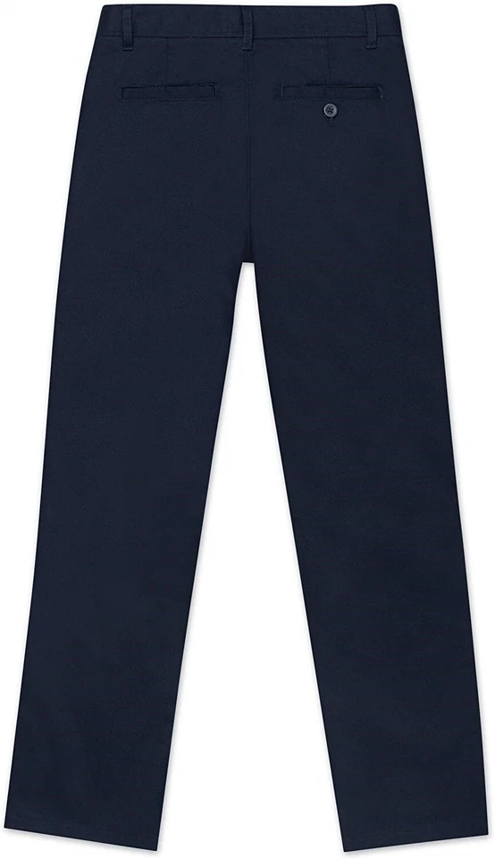 Nautica 173330 Pantalones casuales de ajuste delgado y frente plano para niños en color azul marino sólido talla 5 Foto 2 de 2