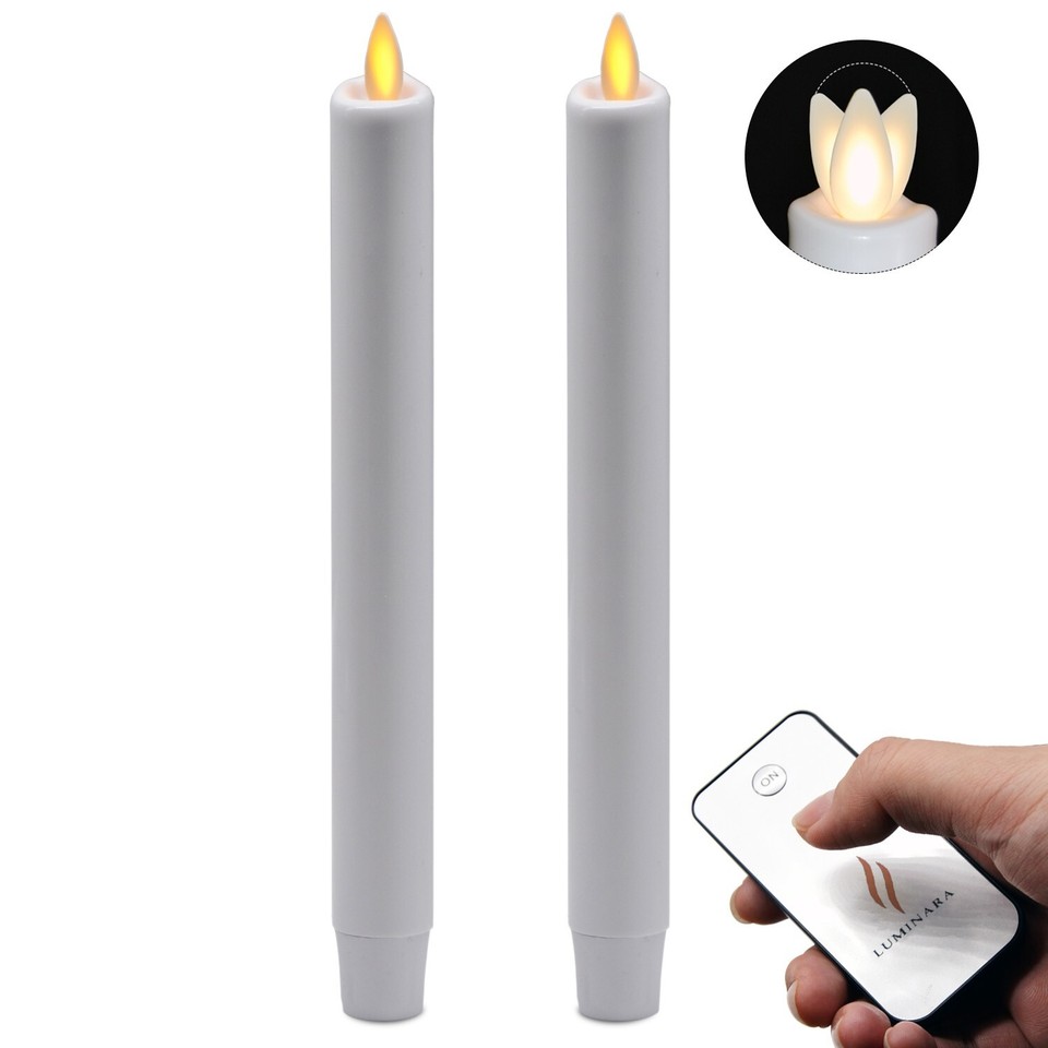 luminara 12 Pack real wax LED Taper Candles with Remote/Timer,Battery