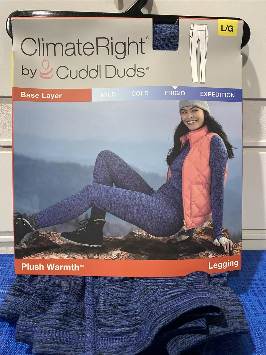 Women's Cuddl Duds Base Layer Plush Warmth Leggings Blue L