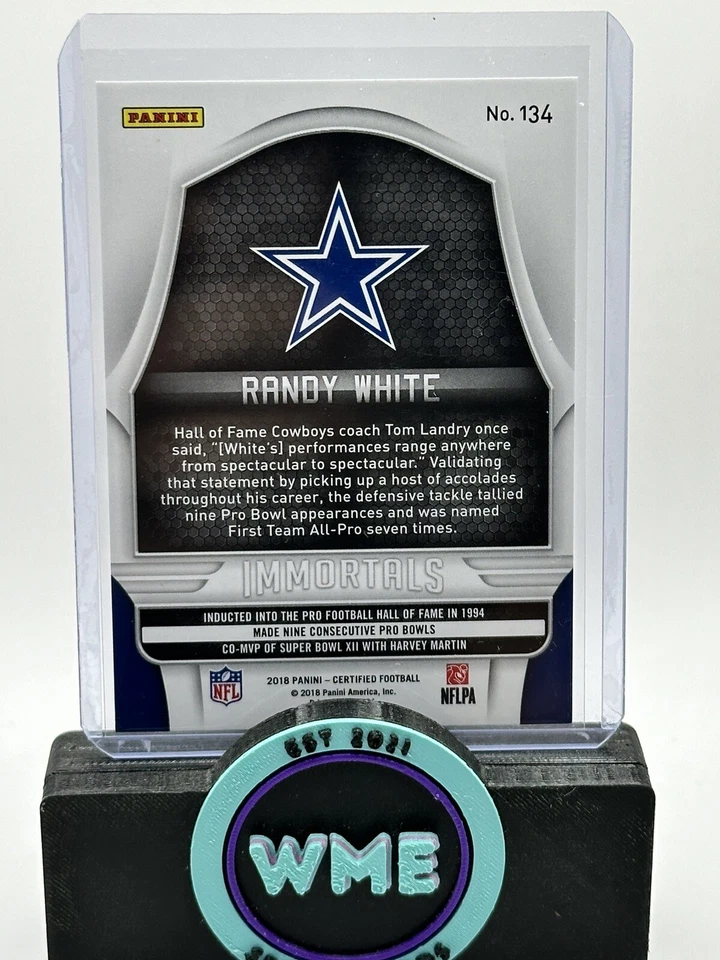 2018 Certified Immortals Mirror Gold /25 Randy White #134 HOF - Image 2 of 2