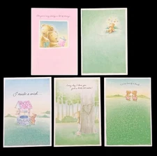 LOT OF 5 Vintage COUPLES AMERICAN GREETINGS Love Cards + Envelopes, Teddy Bears