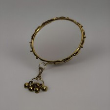 Children  s bracelet gold tone metal balls charm dangle 2  