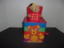 FAO Schwartz Jack-in-The-Box Musical Tin Box Pop-Up Toy Soldier Bear