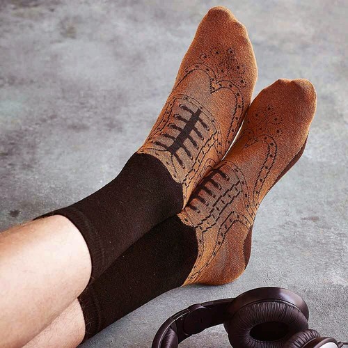 Funny Brogues Socks, Unisex Men Women Mid-calf by Ginger Fox - Picture 3 of 5