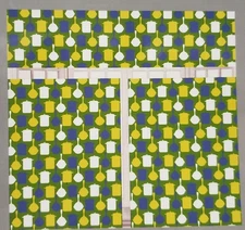 3 pc Set Curtains: 2 Tiers (30"x36") & Valance (60"x15") POTS & PANS ON GREEN,PH