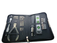 23 Piece Vintage Tool Set In Black Zipper Travel Pouch Complete