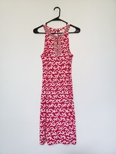 Ann Taylor Loft Women M Sheath Mini Dress Halter Collar Pink Beaded Sleeveless 
