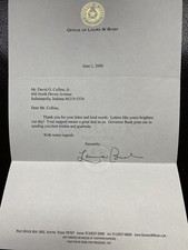 Laura Bush Signed Letter First Lady Autograph President George TX Governor 2000