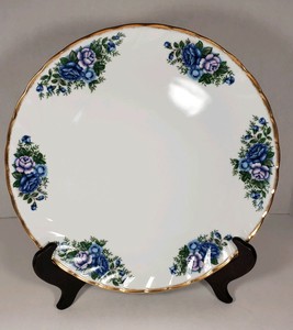 Vintage English Garden Robinson Design Group Cake Plate Blue Pink Floral Gold Ebay