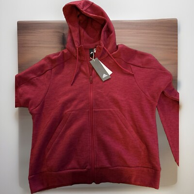 Adidas Women s ID Stadium Sweatshirt Full Zip Hooded Maroon Red  Size M New