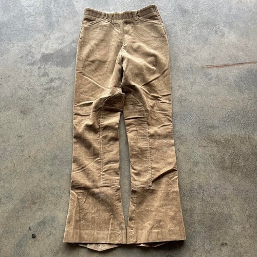 Vintage 70s/80s tan corduroy bell bottom flare pants Side zipper talon
