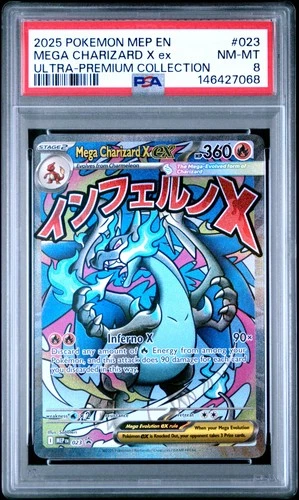 2025 POKEMON MEP EN-ME BLACK STAR PROMO #023 MEGA CHARIZARD X EX PSA 8