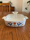 Vintage 1975 Corning Ware Country Festival Casserole Dish w/ Pyrex Lid
