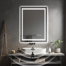 24"X32" LED Bathroom Mirror with Lights, Body Motion Sensor, Auto On/Off, Dual L