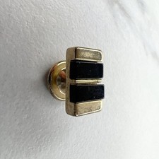Vintage Gold Tone and Black Inlay Tuxedo Shirt Stud Button One 1 Single