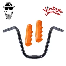 Original Lowrider 9" 25.4 D Handlebar Black 120mm Grips Solid/Orange