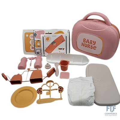 Smoby - Baby Nurse Puppen-Pflegekoffer mit 13-teiligem Pflegezubehör - Inkl. Tel