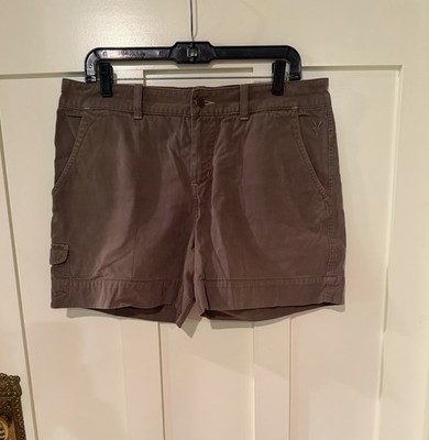 Ibex Organic Cotton Shorts Women s SZ 12 Brown Outdoor Utility Embroidered