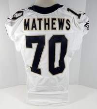 2013 New Orleans Saints Ryker Mathews  #70 Game Issued White Jersey 48 NOS0257