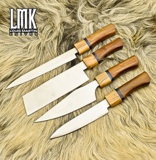 LMK Hot Item Chef Knife AUS-8 Steel Walnut Wood Lot of 4 Hunting Veterans Gift