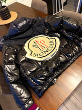 Moncler x Palm Angels Men?s Black Puffer Jacket Logo Short Zip/Button XL