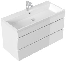 Waschplatz Waschtisch FELLINI 100x58,4x48cm weiß hochglanz mit Waschbecken