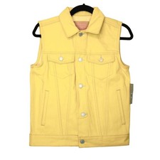 Levi's Yellow Gold Denim Jean Trucker Vest NWT Boys Large or Women's Size Medium