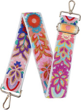 Purse Strap, Adjustable Embroidery Flower 2 Inch Wide Purse Straps Replacement C
