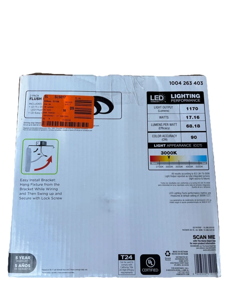 Eléctrico comercial 11 pulgadas Montaje empotrado en techo LED de bronce frotado con aceite con paquete de 2 Foto 2 de 3