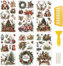 6 Sheets Christmas Rub on Transfer Stickers for Craft DIY, 5.9 * 11.8In