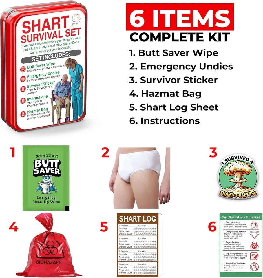 Funny Gag Gift Survival Set for Men with Disposable Underwear & Wipes - Image 2 of 4