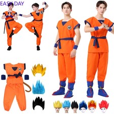 Son Goku Cosplay Costume Set Anime Halloween Outfit Kids Adults with Tail Wig