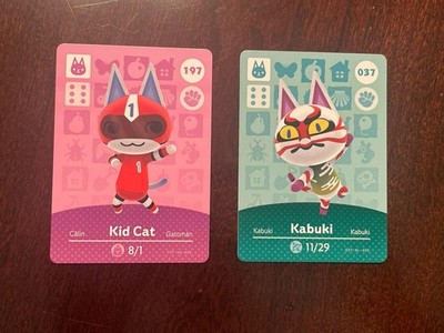 Nintendo Animal Crossing amiibo Cards Lot of 2 Kid Cat 197 Kabuki 037