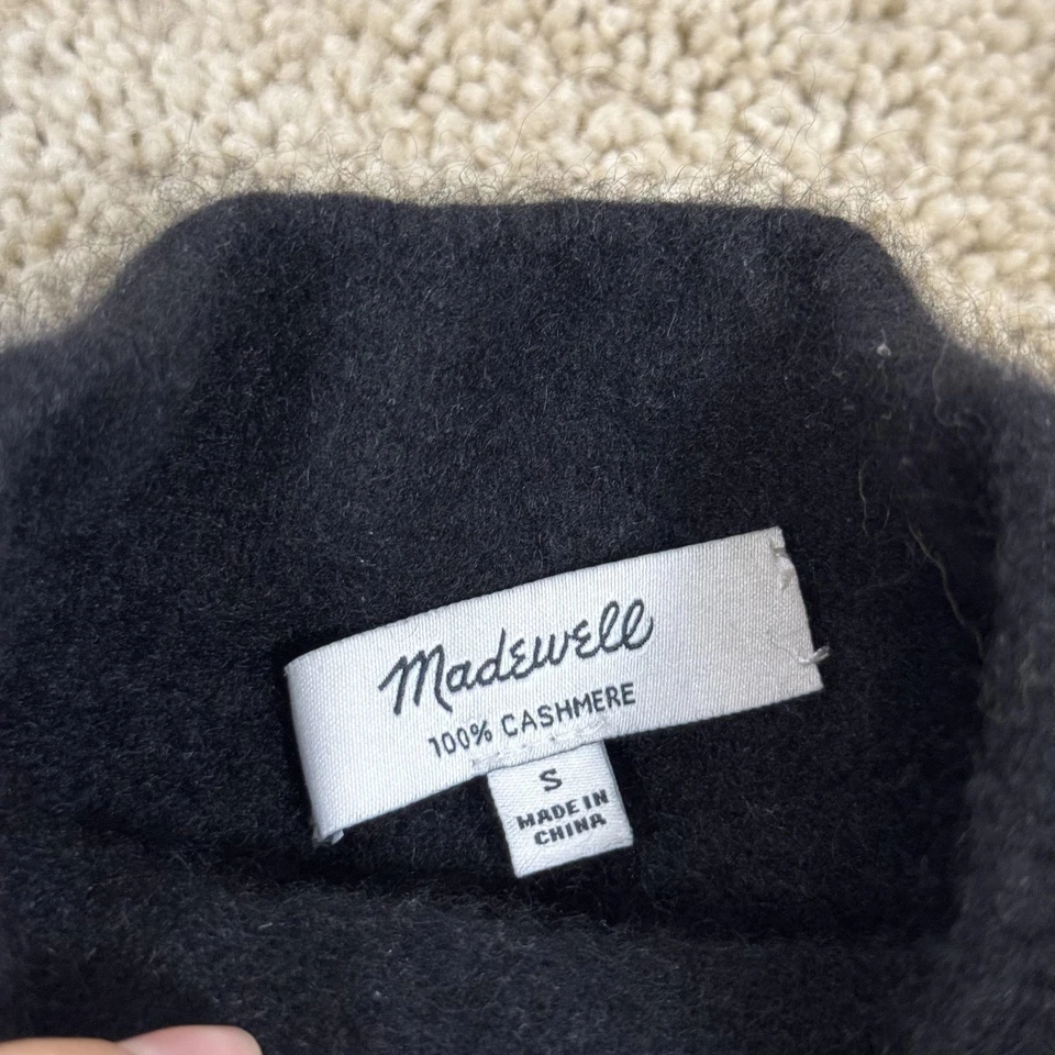 Suéter Madewell Para Mujer XS/S Negro 100% Cachemira Cuello Simulado Pullover Recortado Foto 3 de 4