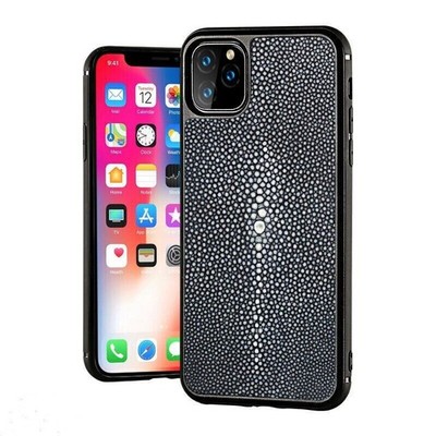 Pear Fish Skin Cover For iPhone 17 16 Pro Max Genuine Real Stingray Leather Case